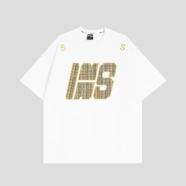 Woven Paste Cloth Embroidery Short Sleeve Loose Cotton Half Sleeves T shirt White - Shop at LoveMi