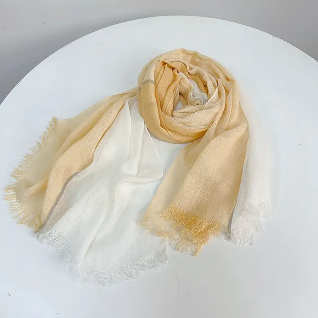 Thin Cotton And Linen Plaid Scarf Soft Neck Shawl Yellow - Shop at LoveMi