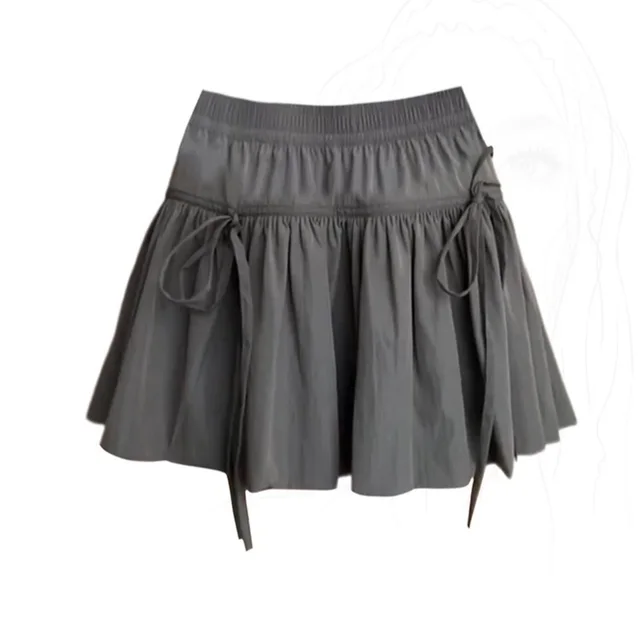 Niche Pleated A Line Skirt Women Gray - Shop at LoveMi