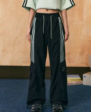 American Style Retro Patchwork Three Bars High Top Sports Casual Pants - Black
