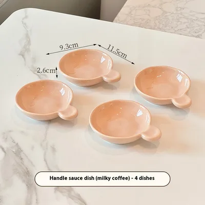 Ceramic Home Creative Saucer Dish Soy Sauce And Vinegar Dish Handle Milk Coffee 4 Dishes - Shop at LoveMi