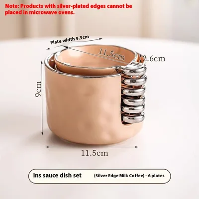 Ceramic Home Creative Saucer Dish Soy Sauce And Vinegar Dish Silver Milk Coffee 6 Discs - Shop at LoveMi