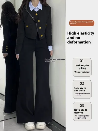 Women's Stretch High Waisted Slightly Flared Jeans Black - Shop at LoveMi