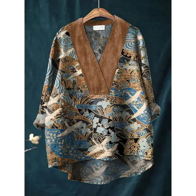 Autumn Collarless Long sleeved Women's Shirt Long Sweater Casual Shirt Style 11 - Shop at LoveMi