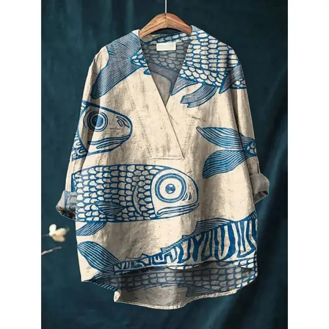Autumn Collarless Long sleeved Women's Shirt Long Sweater Casual Shirt Style 6 - Shop at LoveMi