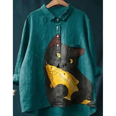 European And American Autumn Long sleeved Cardigan Printed Women's Shirt Zcs2 - Shop at LoveMi