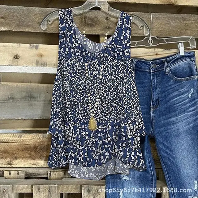 Women's New Printed Loose Casual Top Camisole Color - Shop at LoveMi