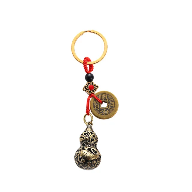 Brass Creative Fortune Cat Keychain Copper Wire Pendant Large Hollow Copper Gourd - Shop at LoveMi