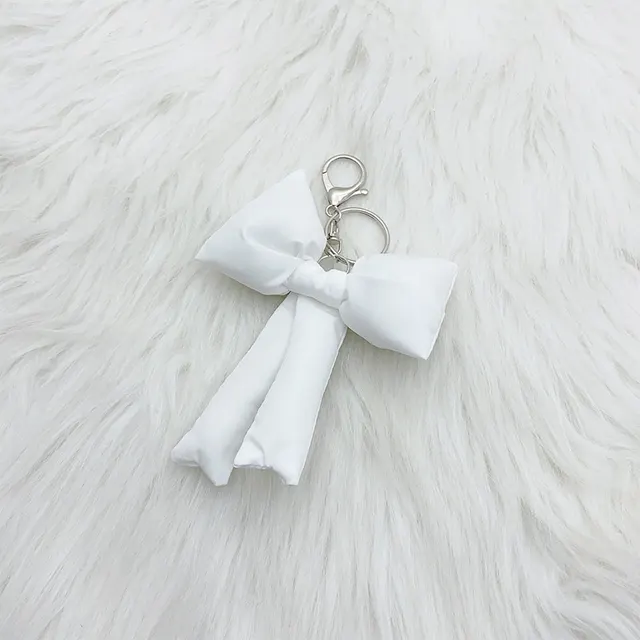 Ins Korean Style Multi color Cute Girl Heart Bow Keychain White - Shop at LoveMi