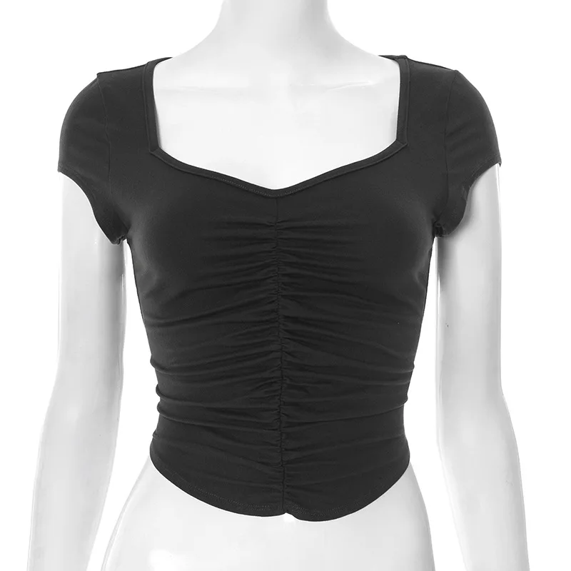 Women's Polyester Short Sleeved T-shirt - Dark Gray - View 1