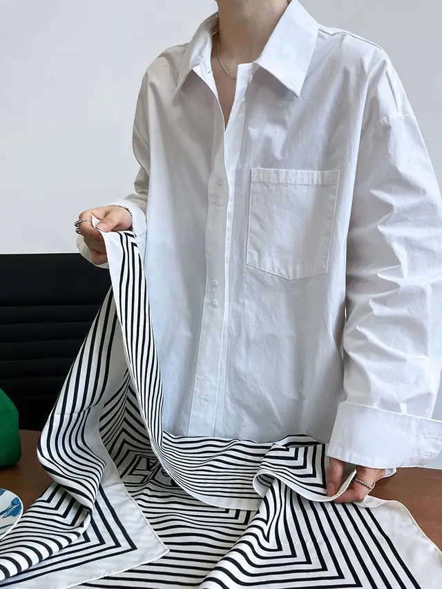French Casual Simple Solid Color Shirt For Women White - Shop at LoveMi