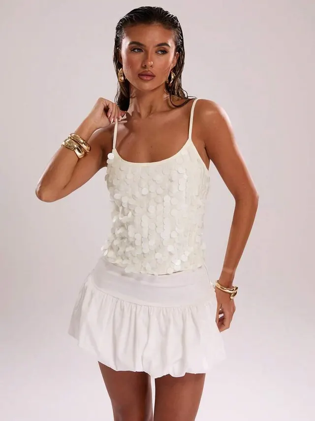 V neck Strap Top Women's Clothing White - Shop at LoveMi