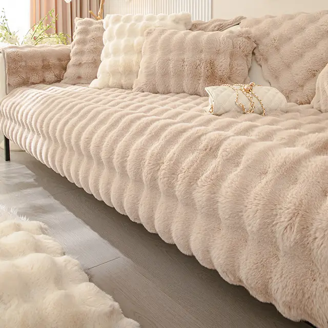 Plush Sofa Cushion Winter Antislip Cushion Thickened Nordic Simple Khaki - Shop at LoveMi