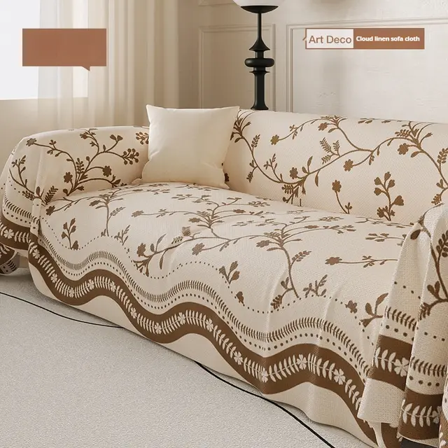 French Retro Four Seasons Universal Non slip Living Room Anti scratching Sofa Cover Forest Poem Light Coffee - Shop at LoveMi