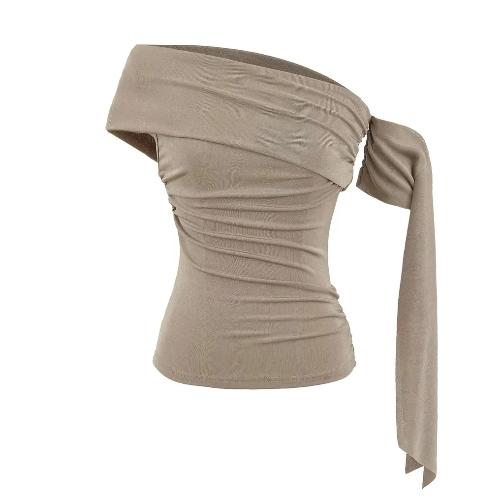 Short Slim Fit Slimming Waist Inner Wear American Midriff-baring Top - Khaki