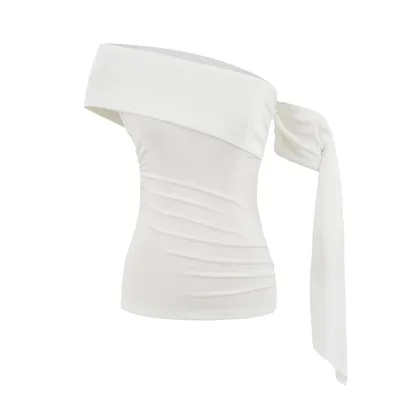 Short Slim Fit Slimming Waist Inner Wear Hot Girl American Midriff baring Top White - Shop at LoveMi