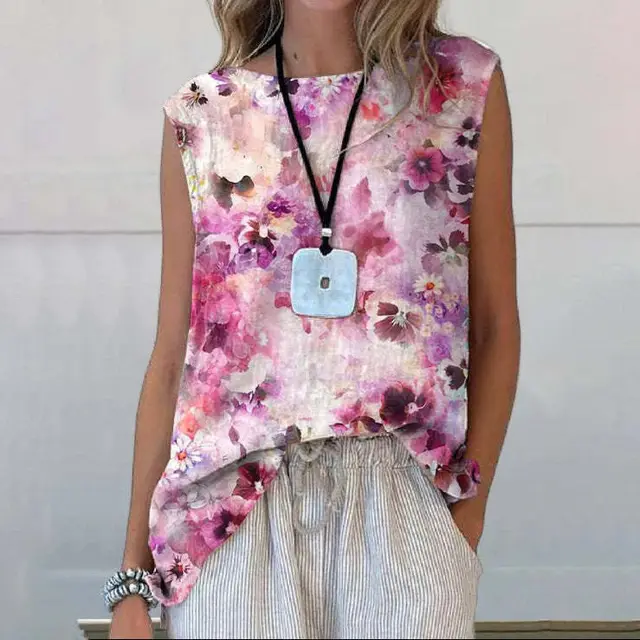 European And American Floral Cotton Linen Vest 10 Style - Shop at LoveMi