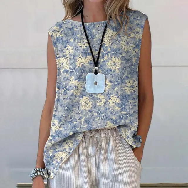 European And American Floral Cotton Linen Vest 11 Style - Shop at LoveMi