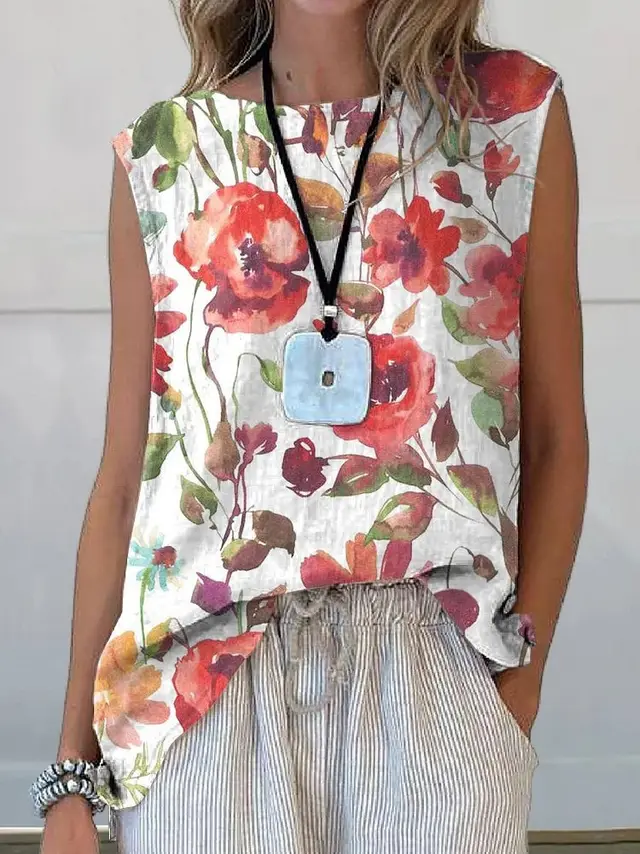 European And American Floral Cotton Linen Vest 7 Style - Shop at LoveMi