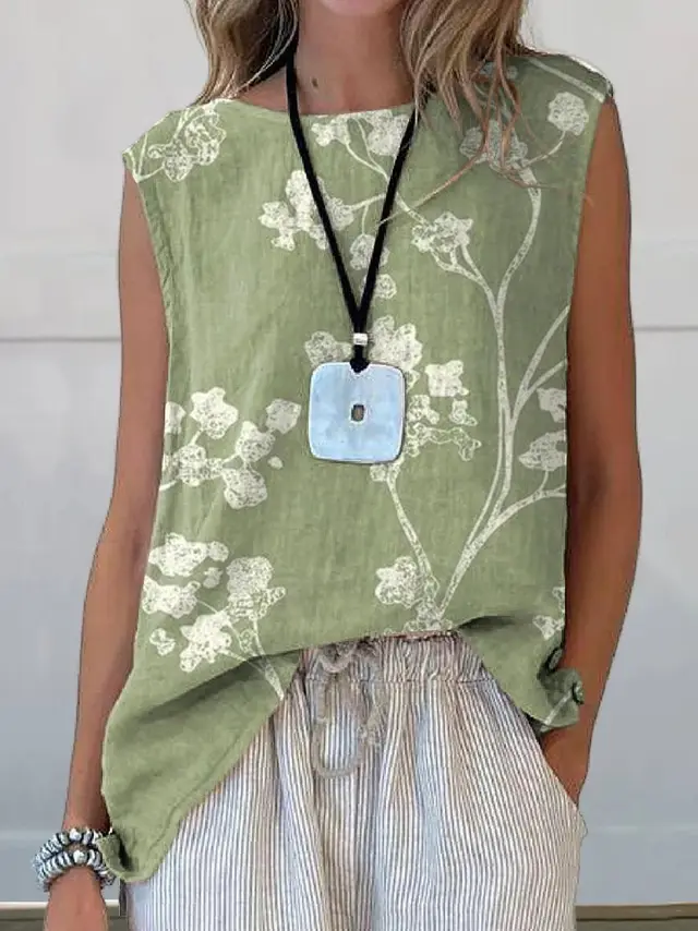 European And American Floral Cotton Linen Vest 9 Style - Shop at LoveMi