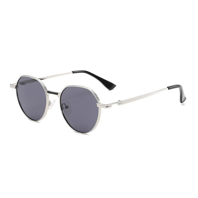 Round Metal Sunglasses UV400 Sunglasses Silver Gray - Shop at LoveMi
