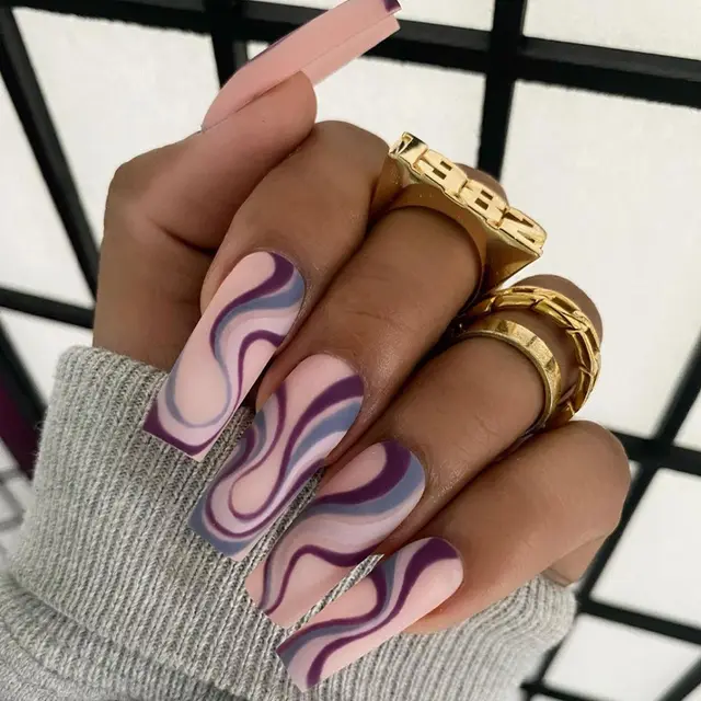 Ballet Wave Line Detachable Finished Product Nail Stickers W067 Wave Line Glue - Shop at LoveMi