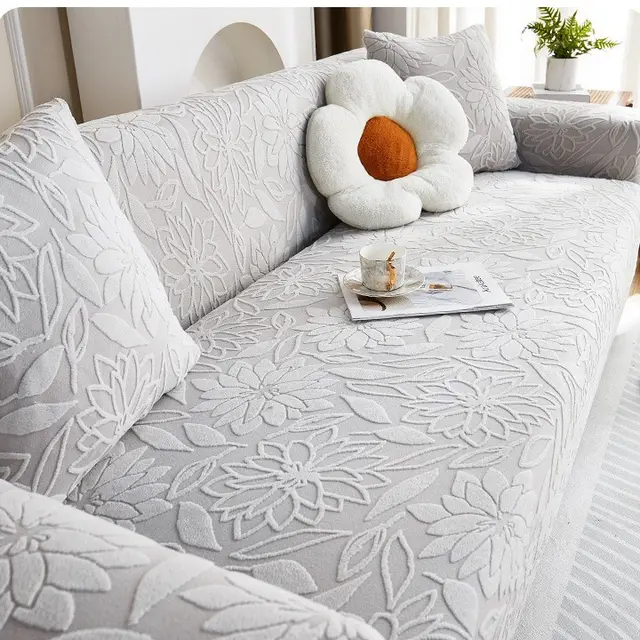 All inclusive Universal Cushion Stain resistant Anti elastic Chaise Sofa Cover Camellia Light Gray - Shop at LoveMi