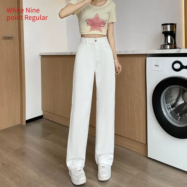 Summer Thin Elastic Waisted Jeans For Women White Nine Point Regular - Shop at LoveMi