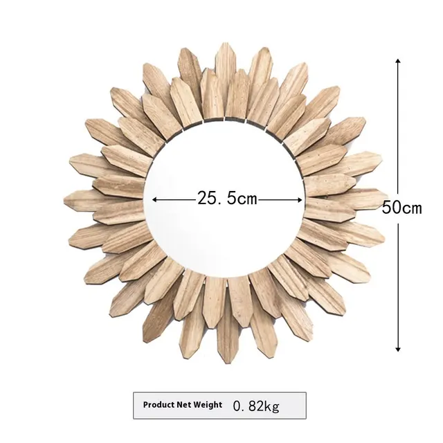 European style Solid Wood Handmade Finish Hanging Mirror Homestay Hotel Entrance Decoration Hanging Xh 23 488 Diameter 50Cm - Shop at LoveMi