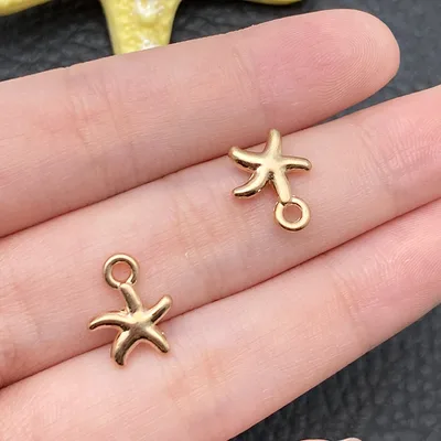 Gold Marine Life Starfish Conch Alloy Pendant DIY Bracelet Earring Ornament Pendant Gold Starfish 10X13Mm - Shop at LoveMi