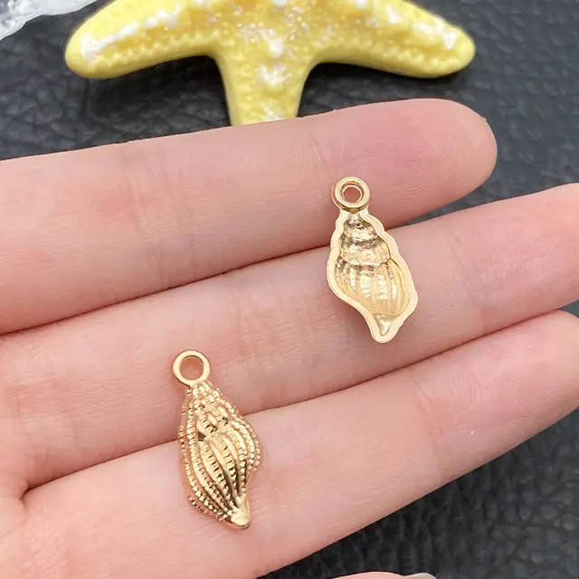 Gold Marine Life Starfish Conch Alloy Pendant DIY Bracelet Earring Ornament Pendant Jinhailuo 9X19Mm - Shop at LoveMi
