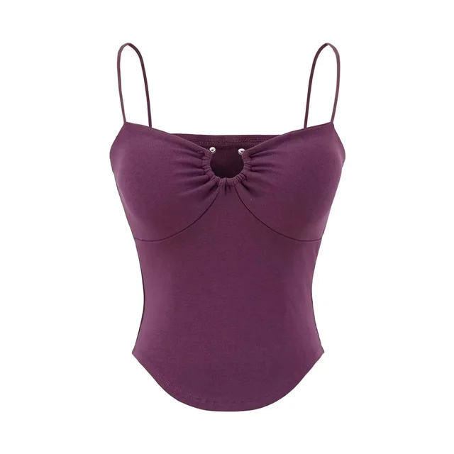 American Hot Girl Style U neck Midriff baring Camisole Women Purple - Shop at LoveMi