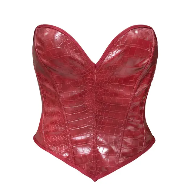 Vintage Leather Court Style Corset Belt Top Purplish Red - Shop at LoveMi