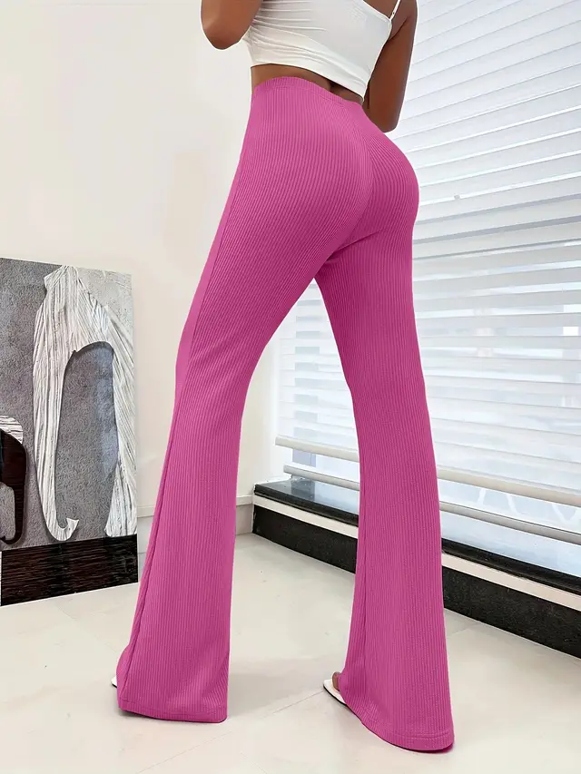 European And American Sports Casual Yoga Slightly Flared Straight Slim Fit Hip Raise Trousers Rose Red - Shop at LoveMi