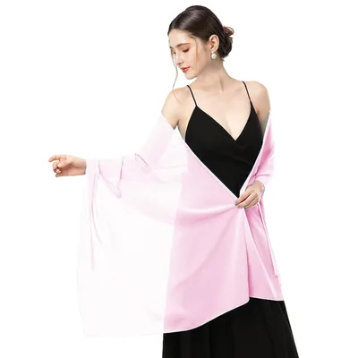 Long Thin Chiffon Shawl Scarf Dual use Pink - Shop at LoveMi