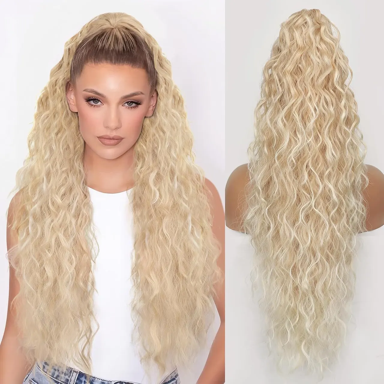 Grip Ponytail Fluffy Long Curly Hair Horse Tail Wig - T2261330Inch