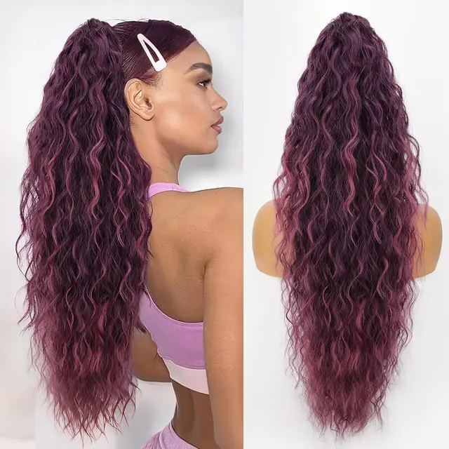 Grip Ponytail Fluffy Long Curly Hair Horse Tail Wig T85071630Inch - Shop at LoveMi