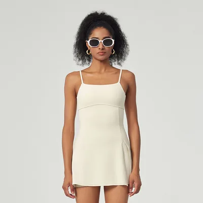 Anti exposure Basic Sports Dress With Chest Pad Yoga Tennis Skirt Milkshake - Shop at LoveMi