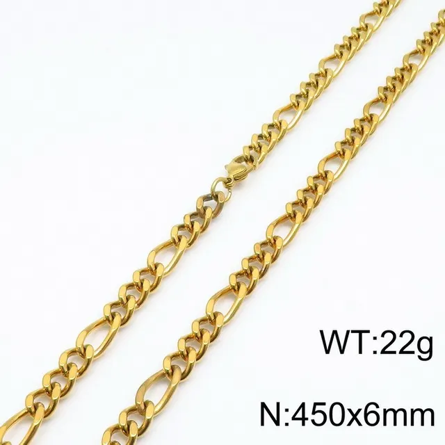 Personality Titanium Steel Design Sense Three Rooms One Necklace Bracelet Suit Gold 6Mm - Shop at LoveMi