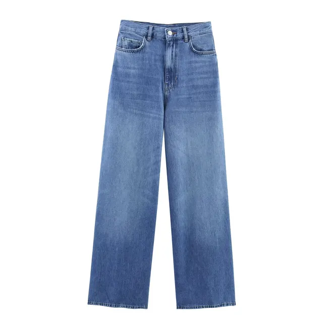 Women's Puff Sleeves Denim Shirt Jeans Suit Sapphire Blue Pants A03 - Shop at LoveMi