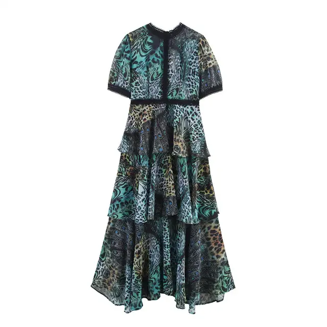 Laminated Patchwork Temperament Printed Long Skirt - Shop at LoveMi