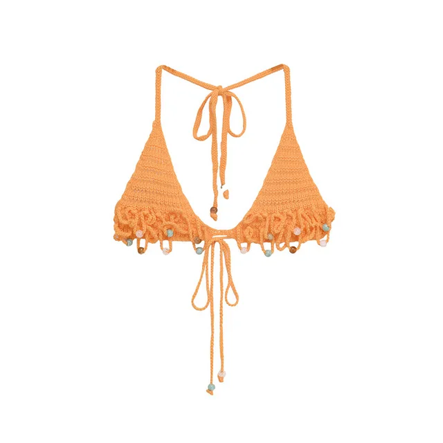 Handmade Pearl Crocheted Top Camisole Yellow Vest - Shop at LoveMi