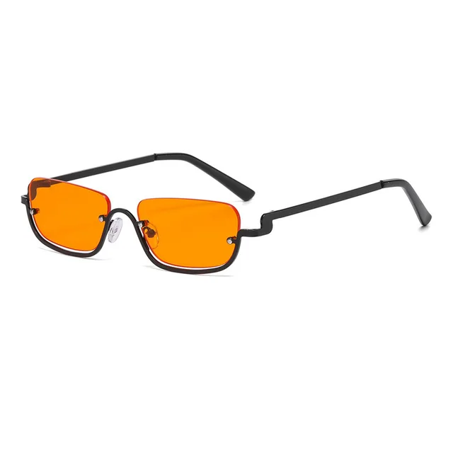 Personality Semi rimless Sunglasses Colorful Marine Lens Advanced Sense Black Frame Orange Slices - Shop at LoveMi