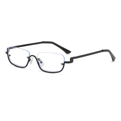 Personality Semi rimless Sunglasses Colorful Marine Lens Advanced Sense Black Frame Transparent Lens - Shop at LoveMi