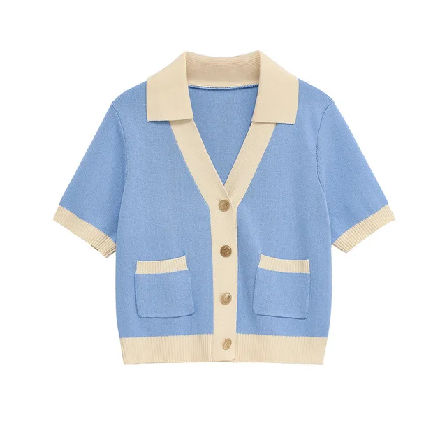 Simple Fashion Polo Collar Knitted Coat Top - Shop at LoveMi