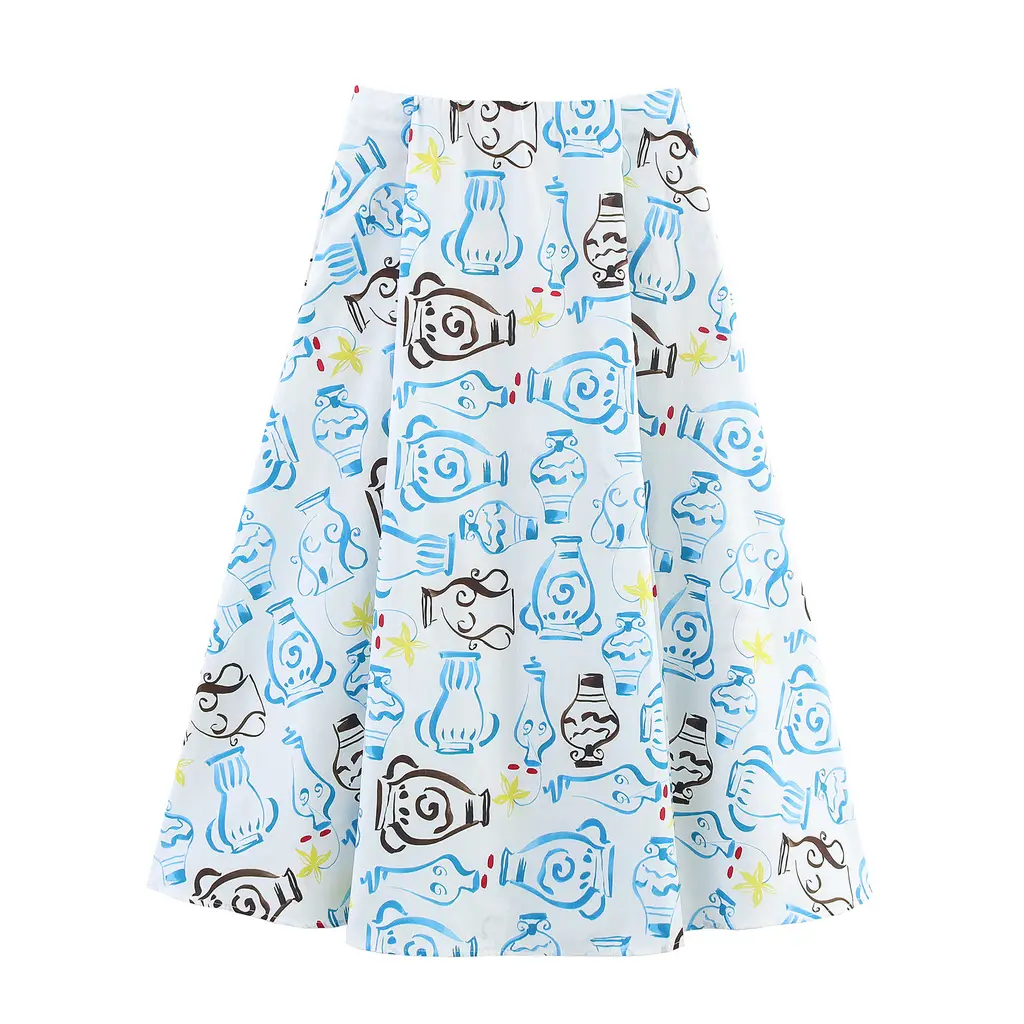 Design Sense European And American Style Flower Printing Midi Dress - View 1