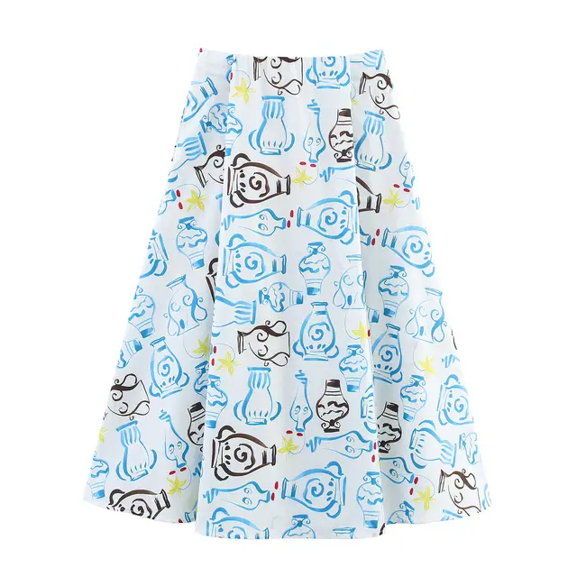 Design Sense European And American Style Flower Printing Midi Dress Picture Color - Shop at LoveMi