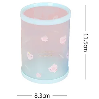 Desktop Office Storage Detachable Round Plastic Storage Cylinder - Cute Pig Green