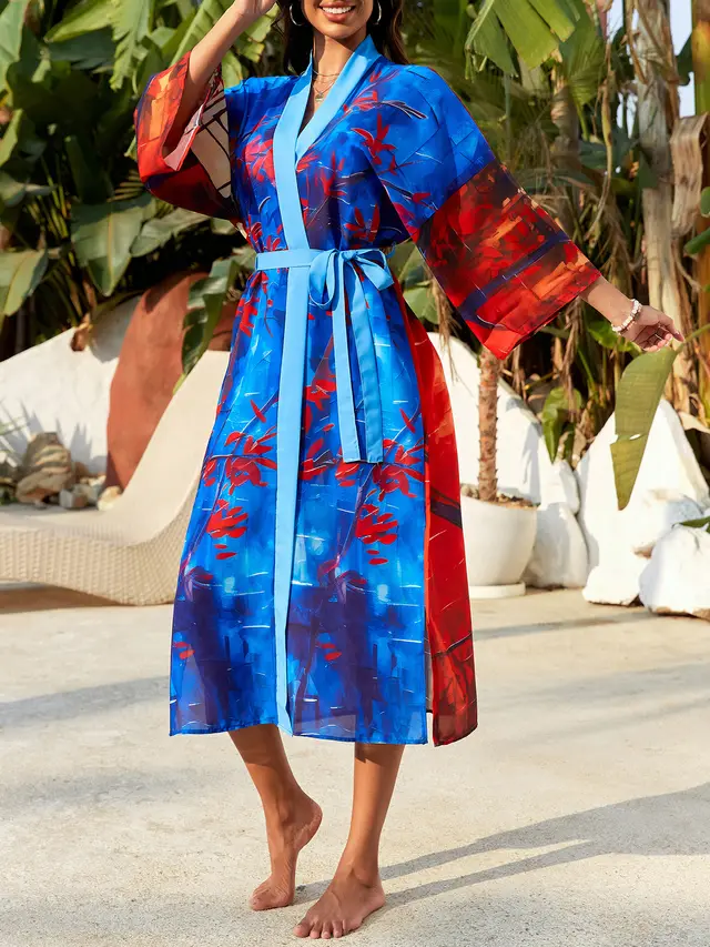 Vacation Beach Homewear Bathrobe Bikini Sun Protection Shirt Fk2431 - Shop at LoveMi