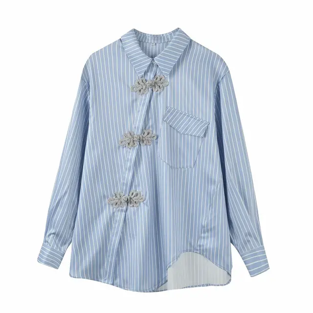 New High grade Irregular Blue Shirt For Women Blue - Shop at LoveMi